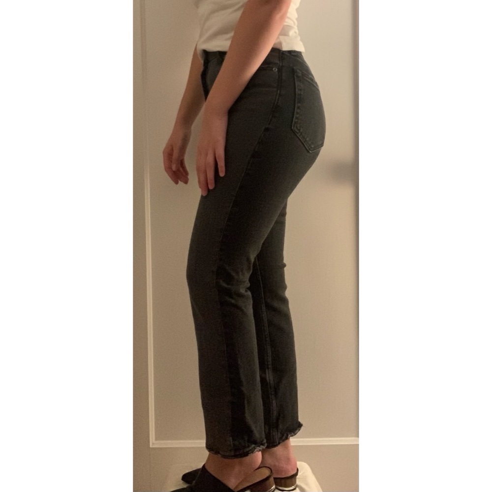 Abercrombie & Fitch ankle straight ultra high rise two toned black denim jeans